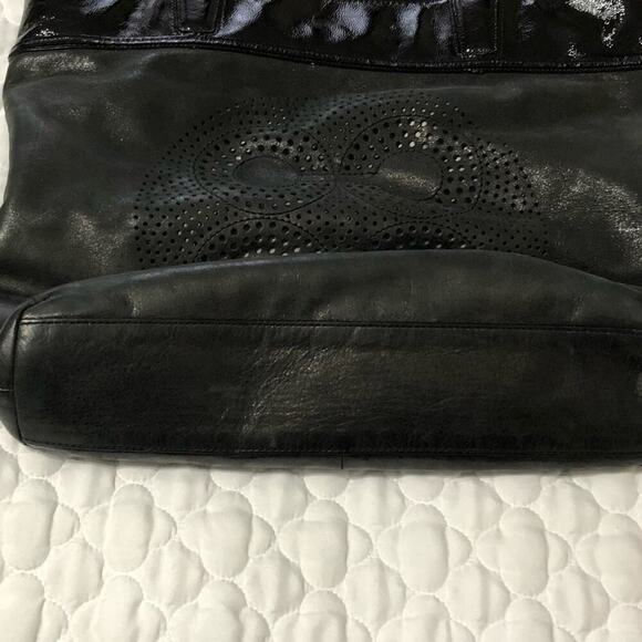 Coach Black Leather and Patent Tote Handbag - Picture 5 of 8